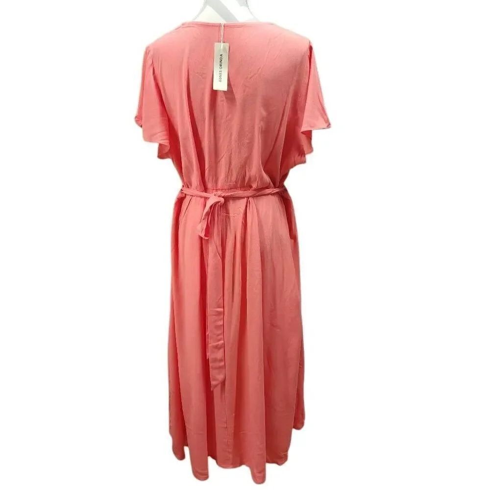 Agnes Orinda Size 1X Women's Summer Dress Boho Short Sleeve High Low a Line Beac - Picture 4 of 8